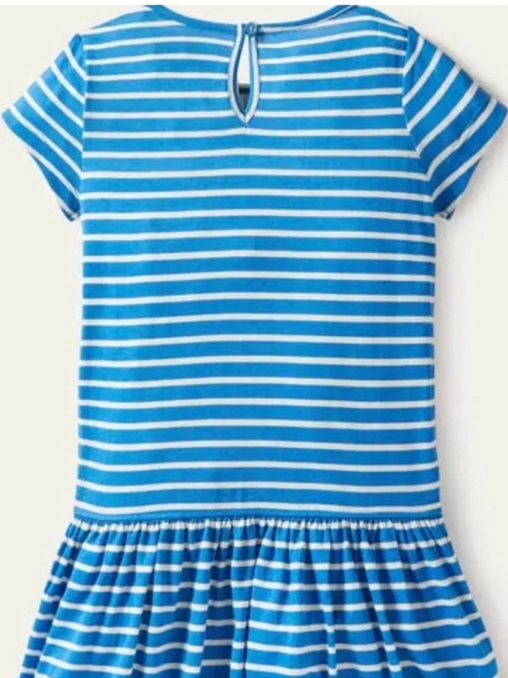 Mini Boden Blue Striped Girl's Dress with Bunny & Floral Appliqué Size 3-4T